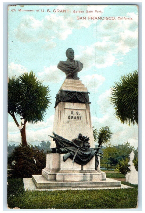 1909 Monument US Grant Golden Gate Park San Francisco California Posted Postcard