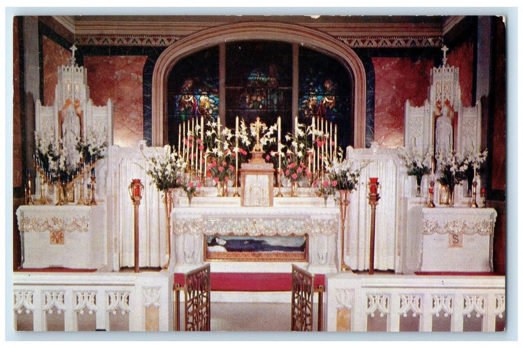 c1960 Saint Frances Xavier Cabrini Altar Chapel Washington Ave New York Postcard