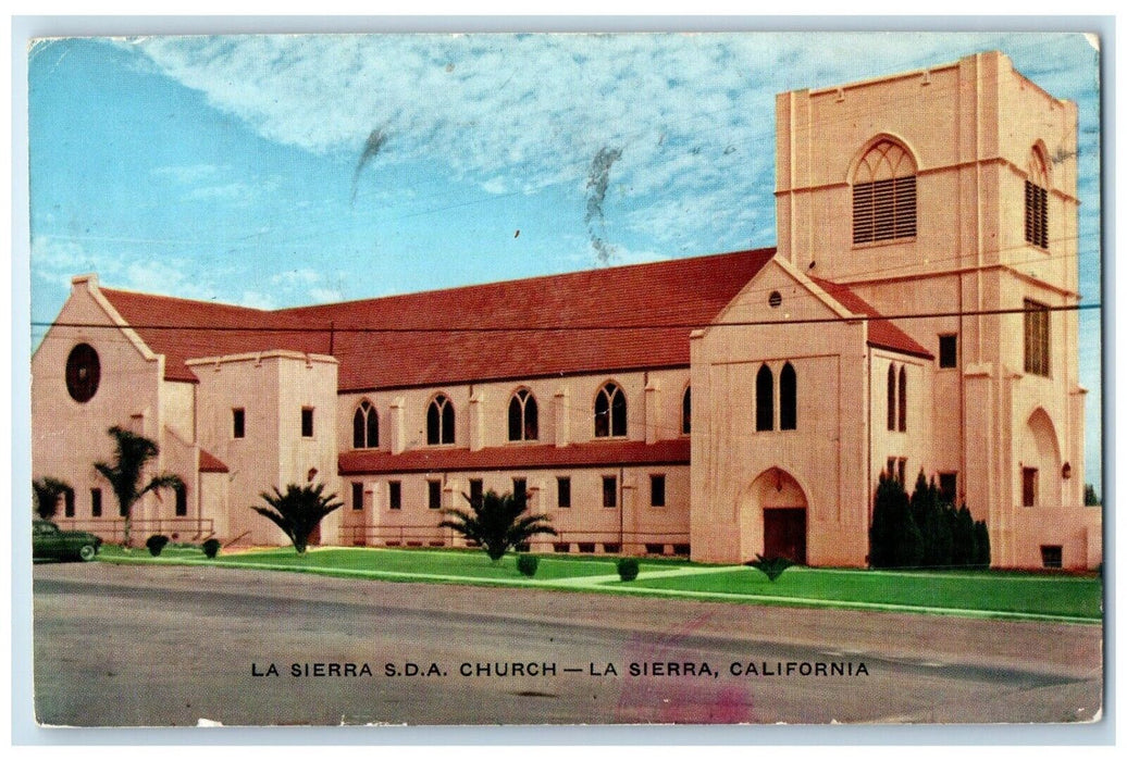 1960 La Sierra SDA Church Exterior Building Road La Sierra California Postcard