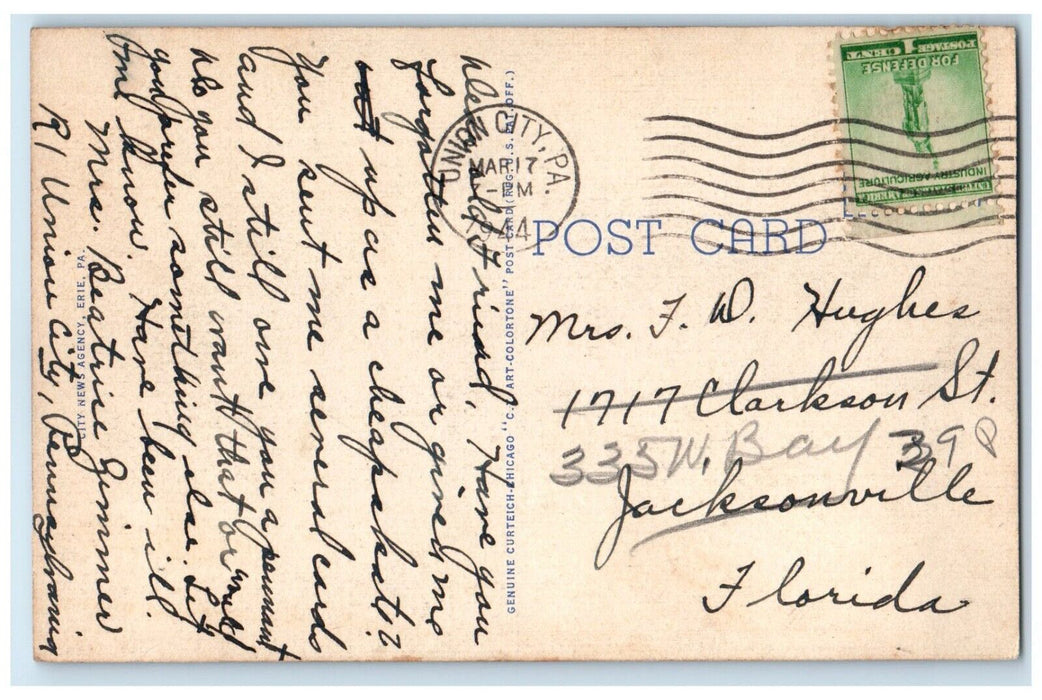 1944 Soldiers Sailors Home Showing Field Floral Flag Erie Pennsylvania Postcard
