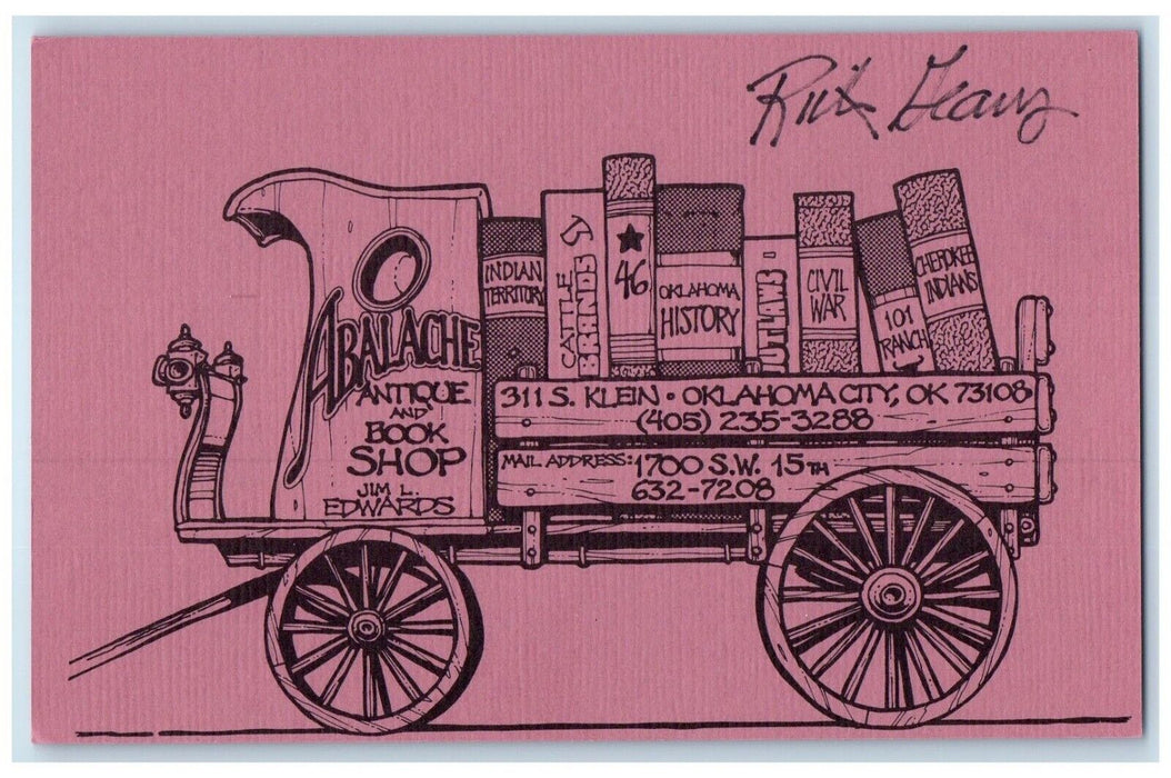 c1980's Abalache Antique And Book Shop Wagon Oklahoma City Oklahoma OK Postcard