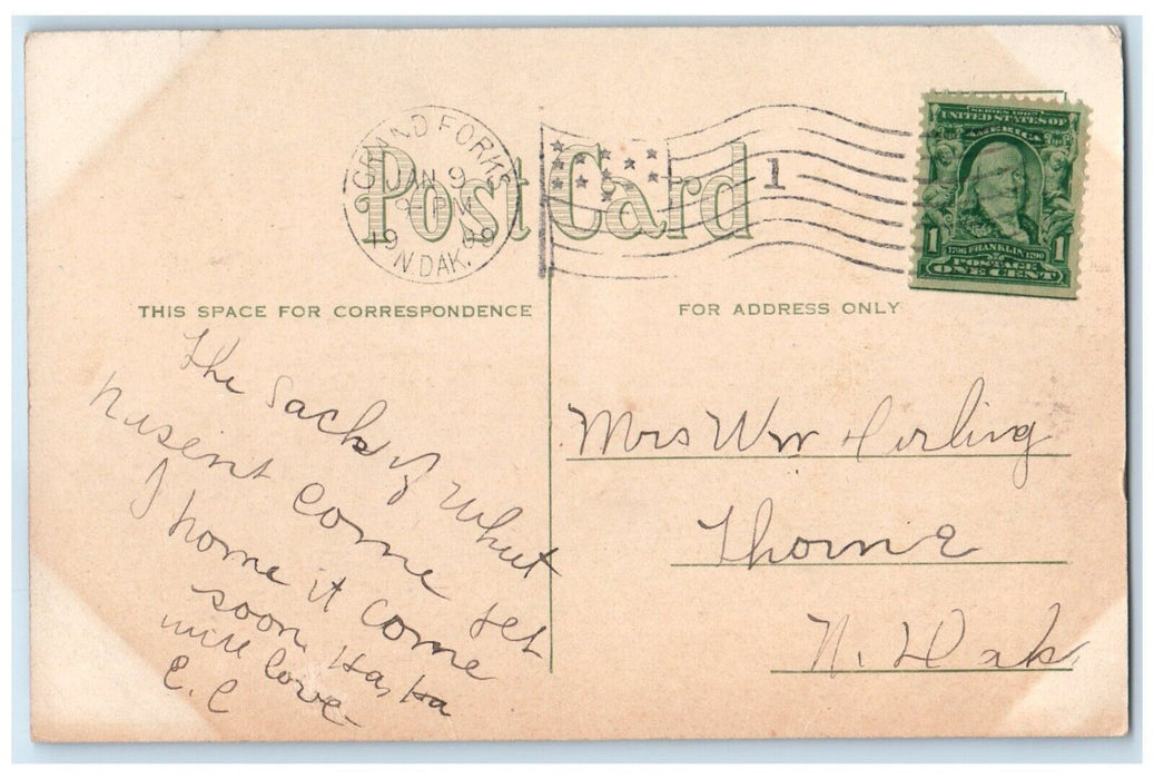 1909 Exterior View Central High School Grand Forks North Dakota Vintage Postcard
