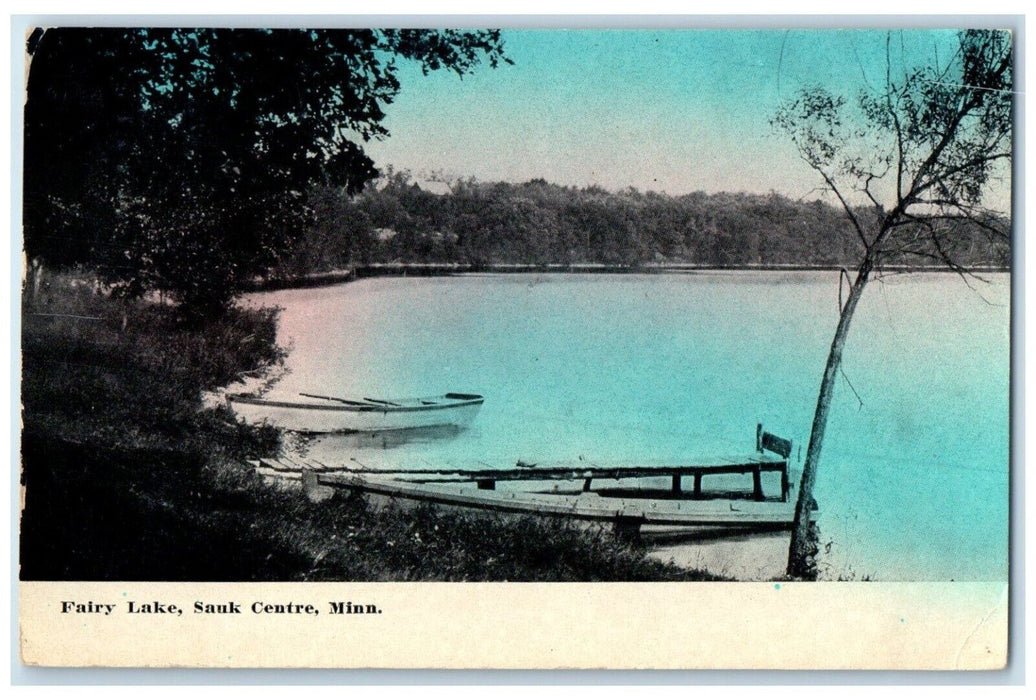 1912 Boat Dock Fairy Lake Sauk Centre Minnesota Posted Vintage Antique Postcard