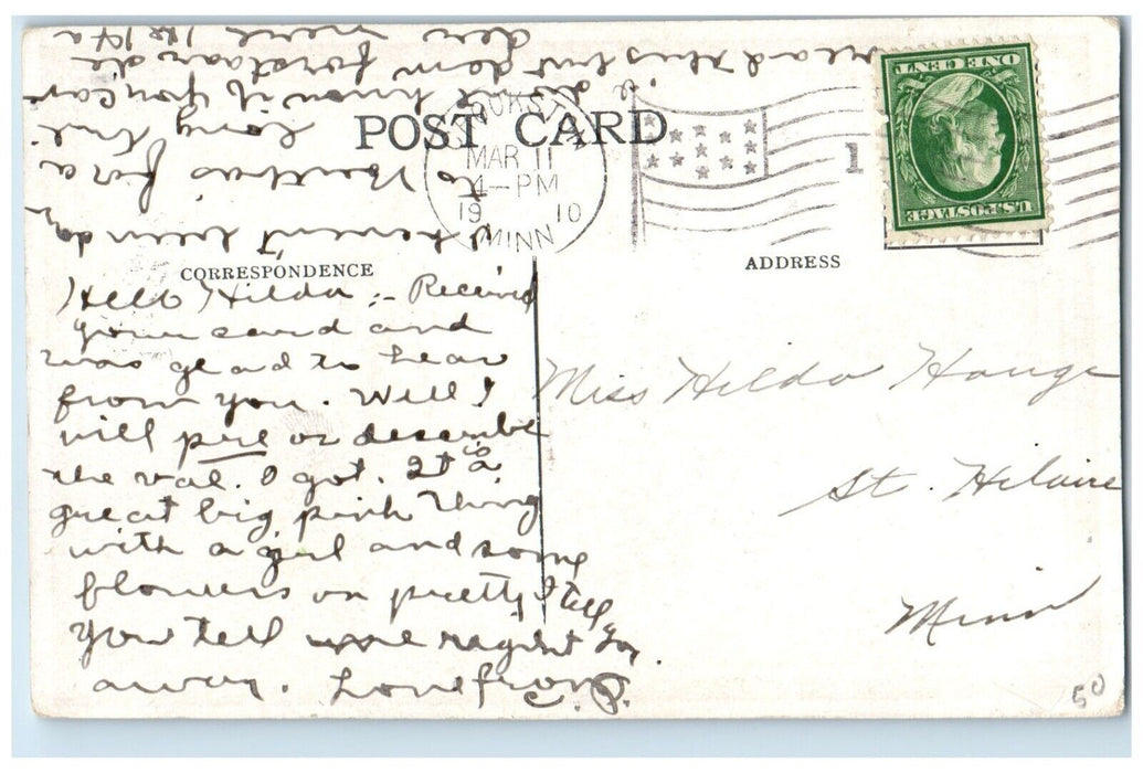 1910 Am Spending Few Days Crookston Minnesota Umbrella Bench MN Vintage Postcard