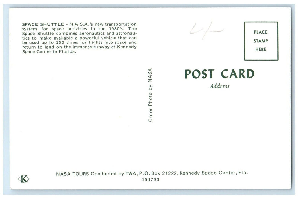c1980's NASA Space Shuttle New Transportation System Space Center FL Postcard