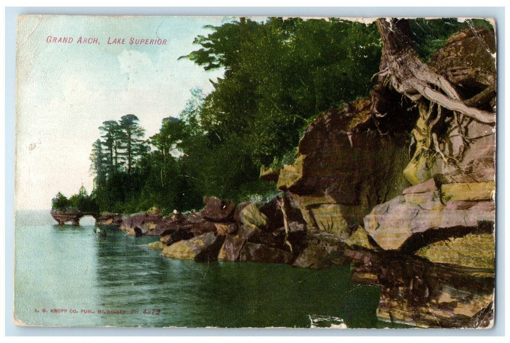 1908 Scenic View Grand Arch Lake Superior Michigan MI Duluth Minnesota Postcard