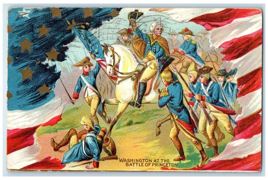 c1910's Washington At The Battle Of Princeton Baraboo Wisconsin WI Postcard