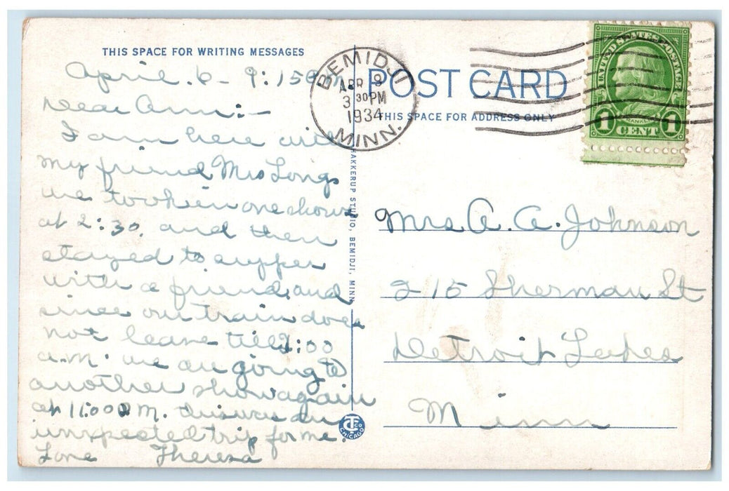 1934 Exterior View Birchmont Beach Hotel Building Bemidji Minnesota MN Postcard