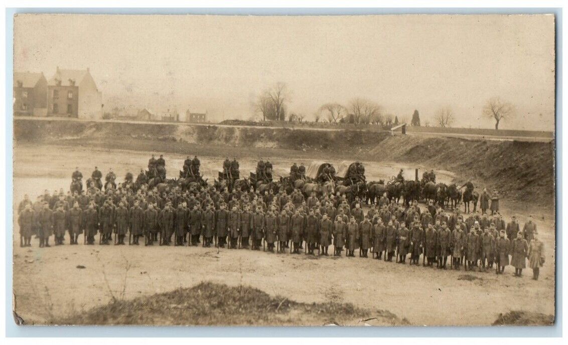 c1914-1918 WWI German Soldier Regiment Horse Team Gemany RPPC Photo Postcard