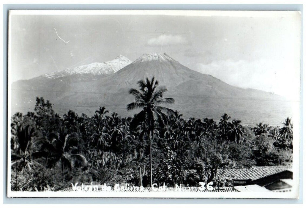 1952 Calima de Fuego Volcano View Mexico RPPC Photo Posted Postcard