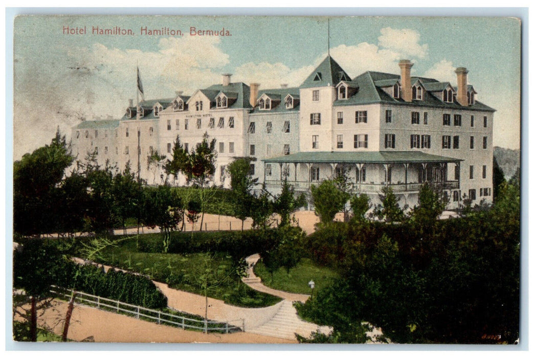 c1910 Hotel Hamilton Building Hamilton Bermuda Posted Antique Postcard
