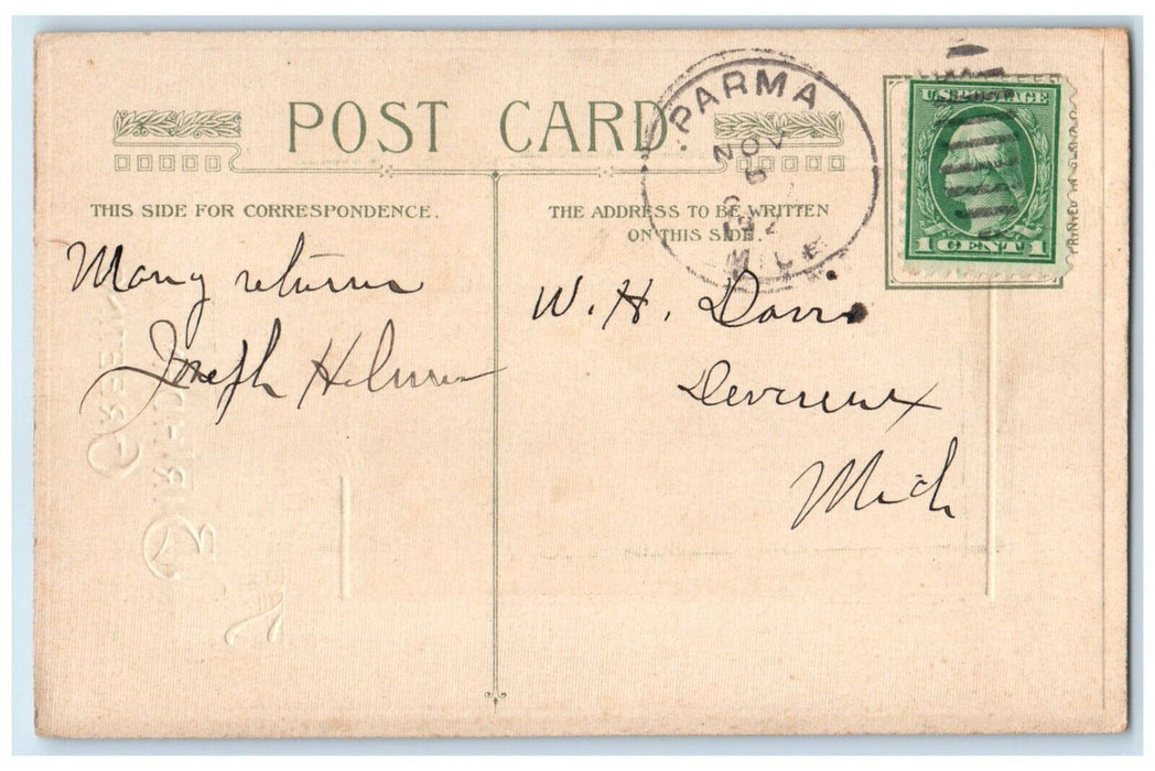 c1910's Birthday Greeting John Winsch Artist Signed Parma Michigan MI Postcard