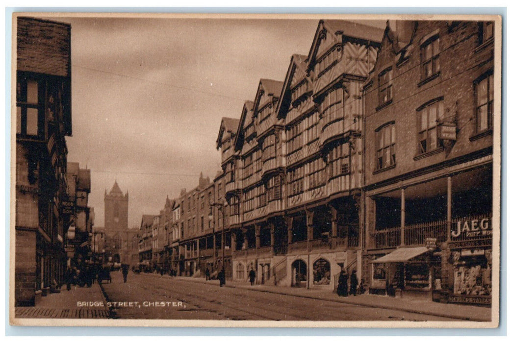 c1910 Business Section Bridge Street Chester England Antique Postcard