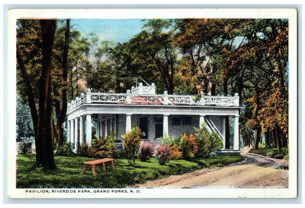 1922 Pavilion Riverside Park Grand Forks North Dakota ND Posted Vintage Postcard