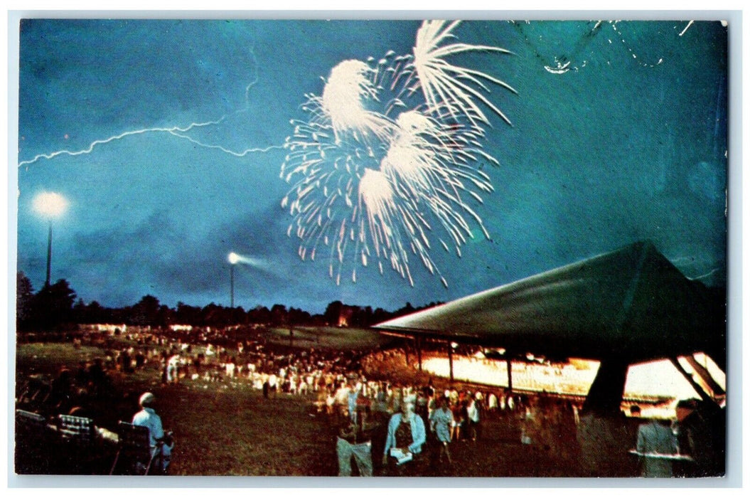 c1960 Blossom Music Center Dramatic View Celebration Fireworks Ohio OH Postcard