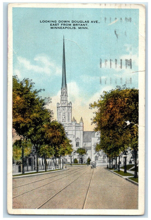 1921 Looking Down Douglas Ave East From Bryant Minneapolis Minnesota MN Postcard