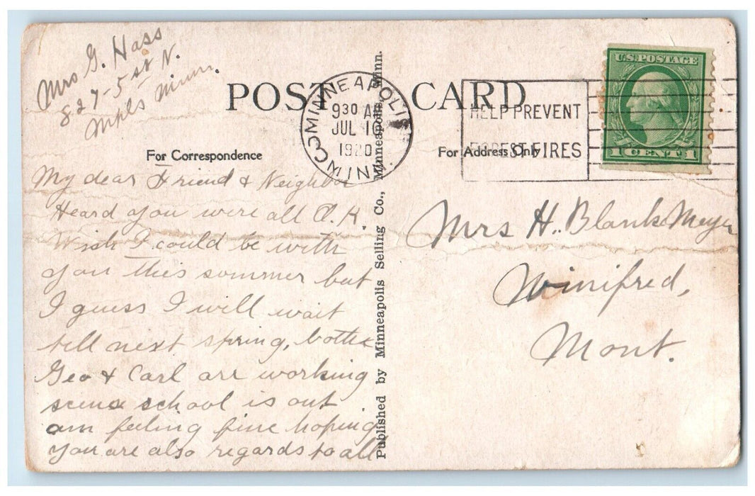 1920 Rest Room & Comfort Station Gateway Park Minneapolis Minnesota MN Postcard