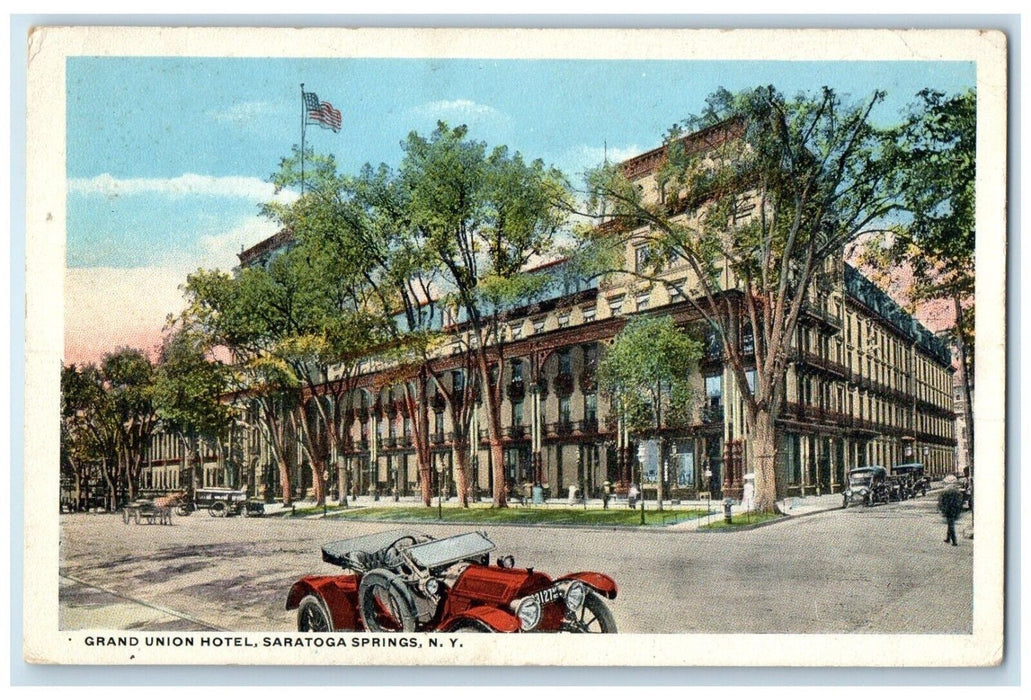 c1930's Grand Union Hotel Building Car Saratoga Springs New York NY Postcard