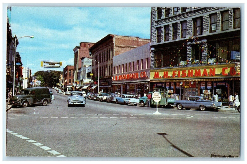 c1960 Merchants Row Heart Shopping Area Rutland Vermont Vintage Antique Postcard