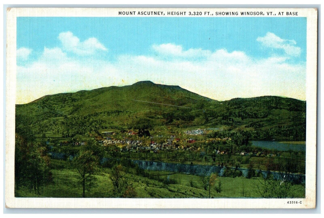 c1940 Mount Ascutney Showing Mountain Windsor Vermont vintage Antique Postcard