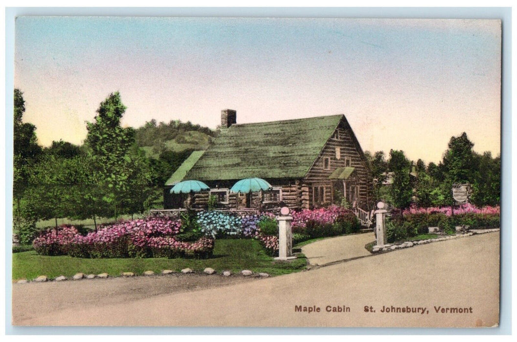 c1940 Maple Cabin Exterior House St. Johnsbury Vermont Vintage Antique Postcard