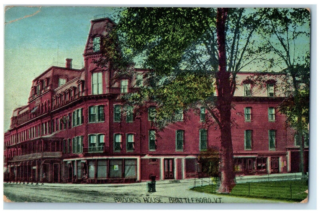 1912 Brooks House Exterior Building Brattleboro Vermont Vintage Antique Postcard