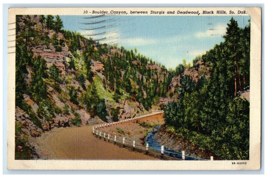 1947 Boulder Canyon Sturgis Deadwood Black Hills South Dakota SD Posted Postcard