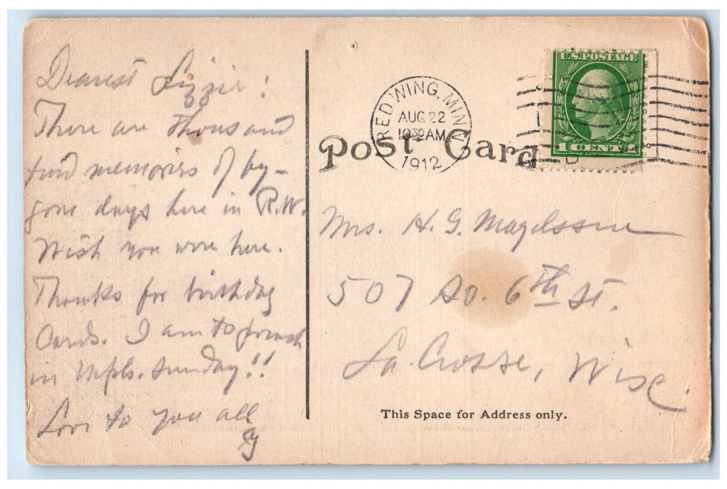 1912 Scenic View Lotus Lily Pond Red Wing Minnesota MN Vintage Antique Postcard