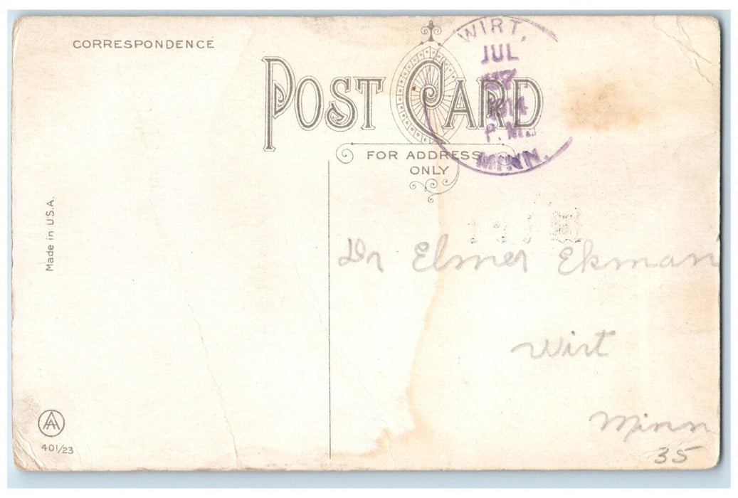 1914 I Had To Do Little Explaining Wirt Minnesota MN Pennant Vintage Postcard