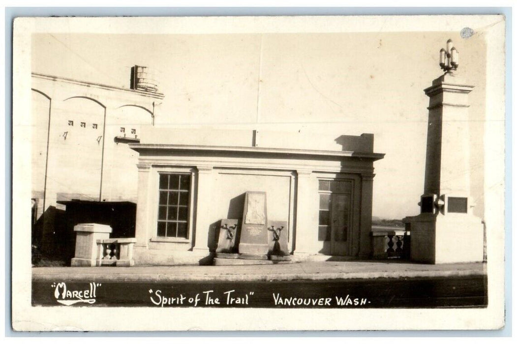 c1918 Spirit Of The Trail Monument Marcell Vancouver WA RPPC Photo Postcard