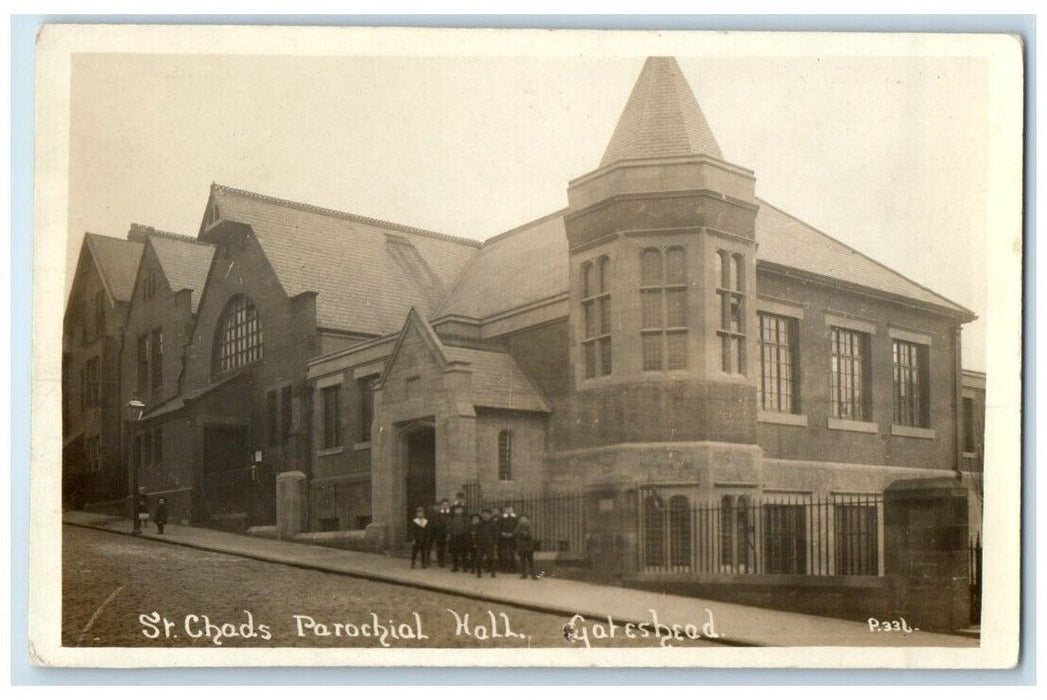 c1910's St. Chad's Parochial Hall Gateshead England RPPC Photo Postcard