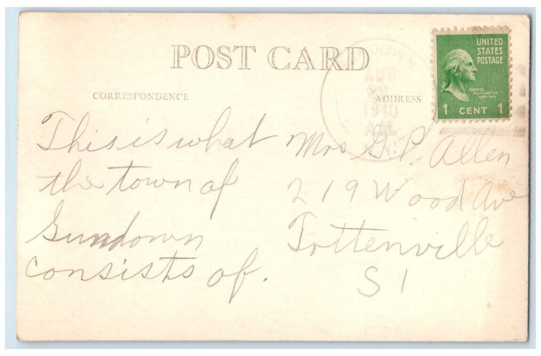 1940 Socony Mobil Gas Station Post Office Sundown NY RPPC Photo Postcard