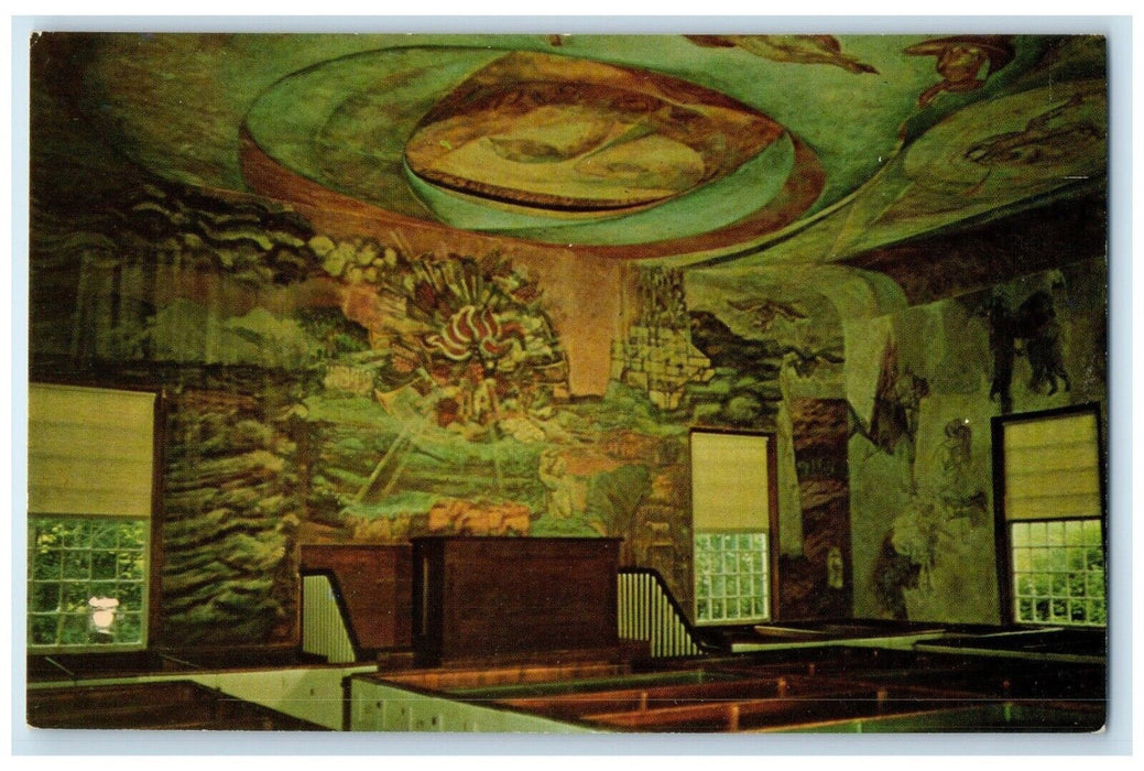 c1960 Interior View An Early Maine Church Fresco Walls Belfast Maine ME Postcard