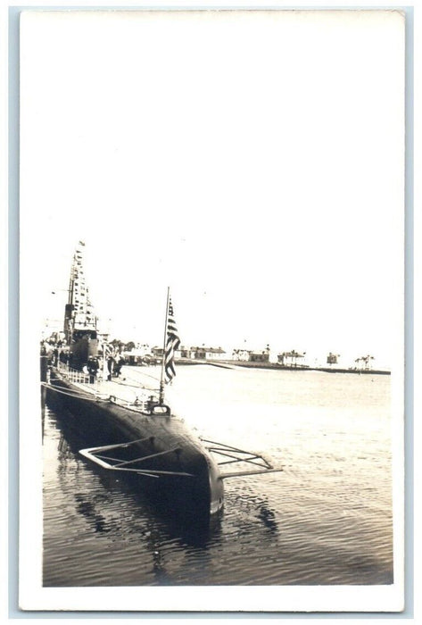 c1940's USS Navy Naval Submarine Sailors Military View  RPPC Photo Postcard