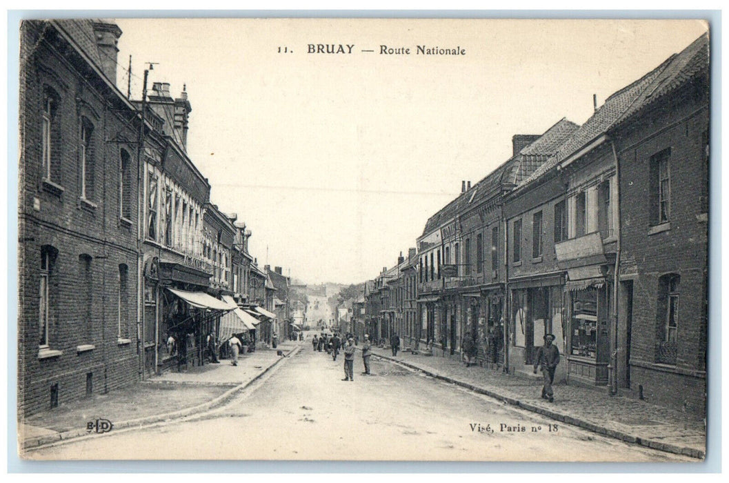 c1910 National Road Bruay-la-Buissière France Unposted Antique Postcard
