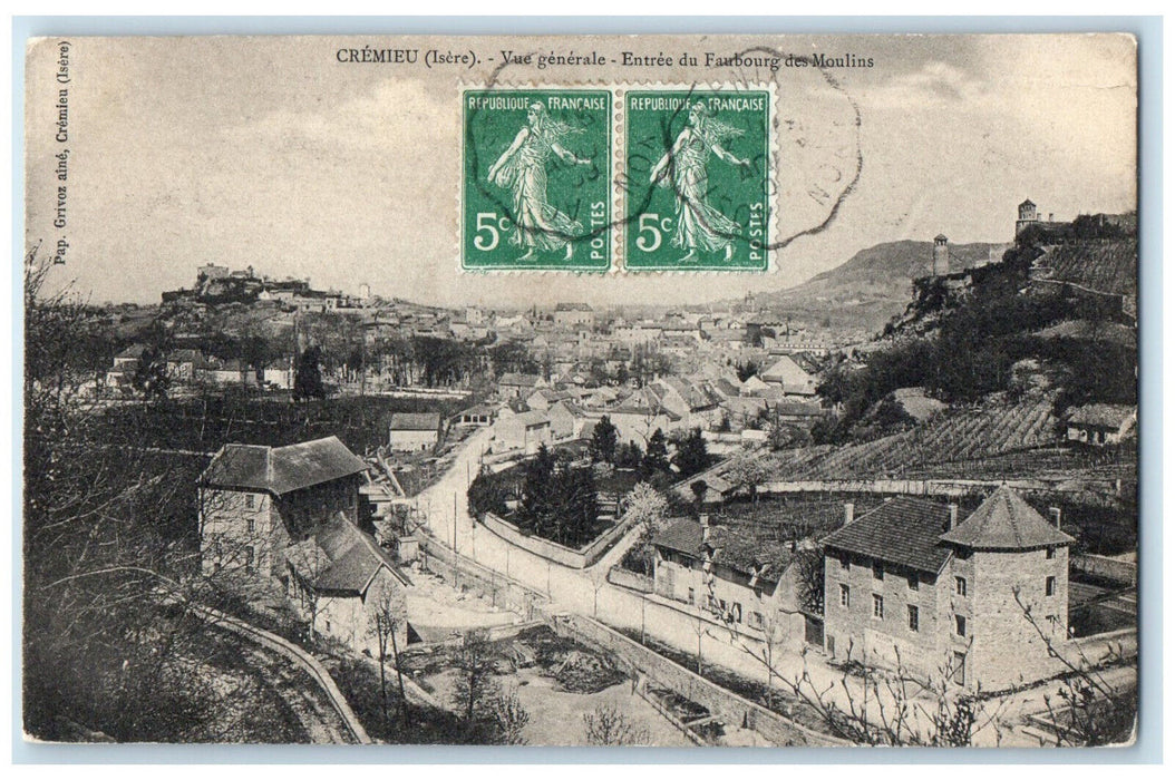 1909 General View Entrance Of Faubourg Des Moulins Cremieu Isere France Postcard