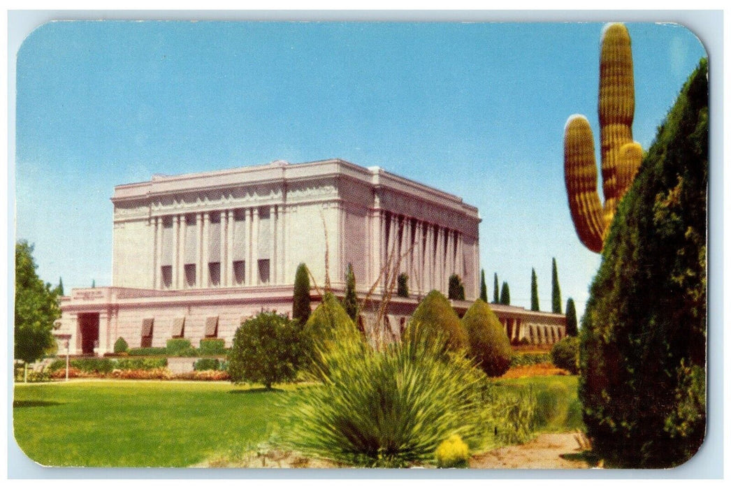 1960 Exterior View Latter-Day Saints Mormon Temple Mesa Arizona Antique Postcard