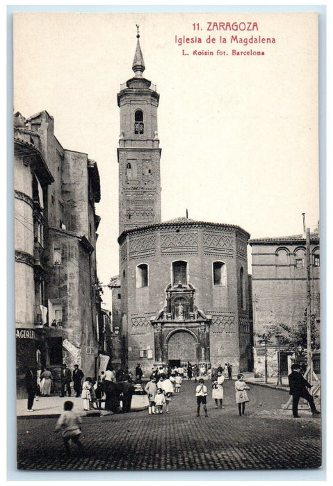 c1910 Iglesia De La Magdalena Zaragoza Spain Antique Unposted Postcard