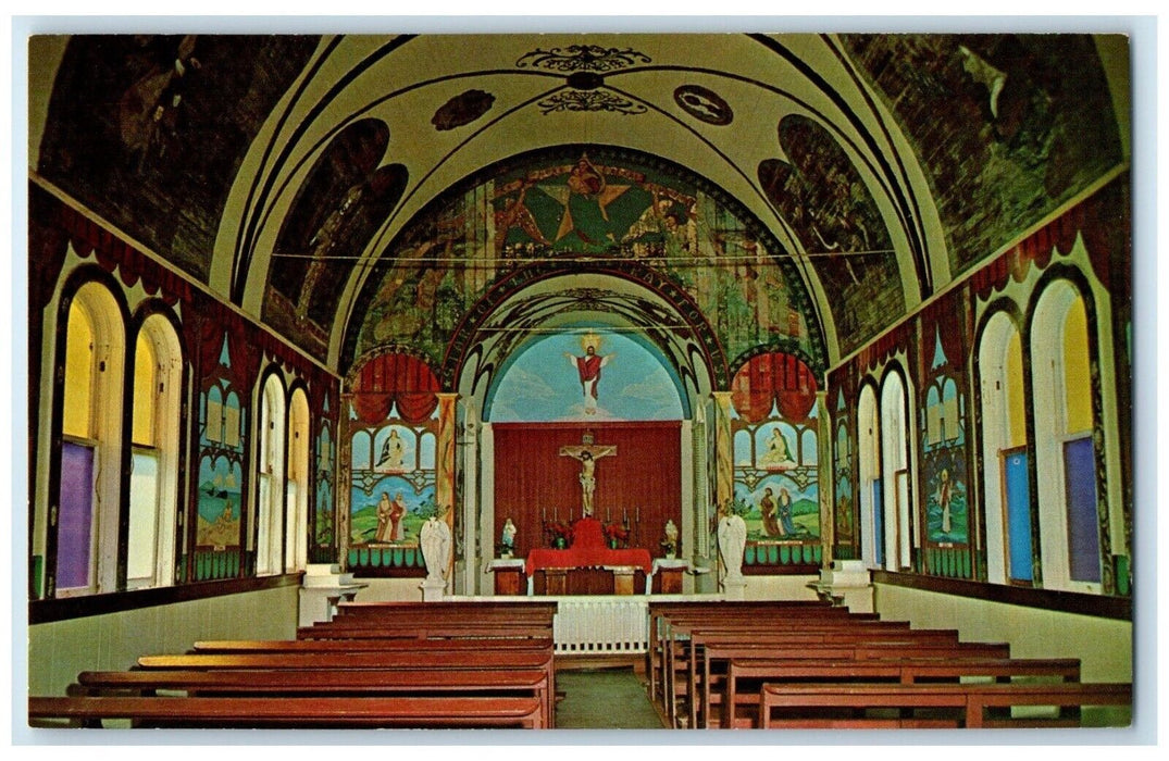 c1960 Interior Star Sea catholic Church Kalapana Puna Hawaii HI Antique Postcard