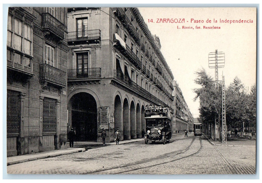 c1910 View of Independence Walk Zaragoza Spain Unposted Antique Postcard
