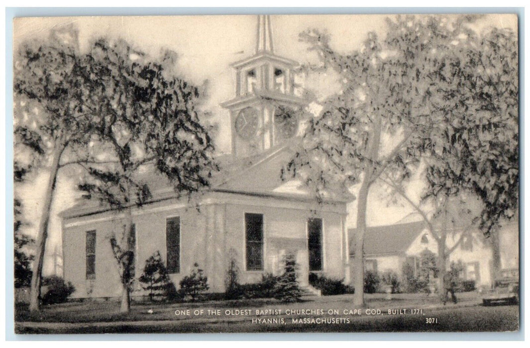 1947 One Oldest Baptist Churches Cape Cod Hyannis Massachusetts Vintage Postcard