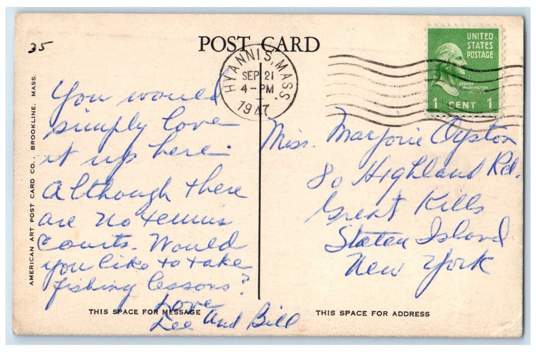 1947 One Oldest Baptist Churches Cape Cod Hyannis Massachusetts Vintage Postcard