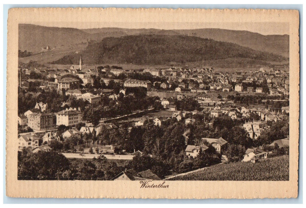 c1940's General View of Winterthur Switzerland Vintage Unposted Postcard