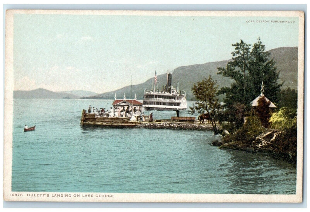 c1910 Hulett's Landing Lake George New York NY Phostint Vintage Antique Postcard