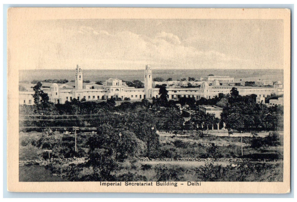 c1930's Imperial Secretariat Building Delhi India Vintage Unposted Postcard