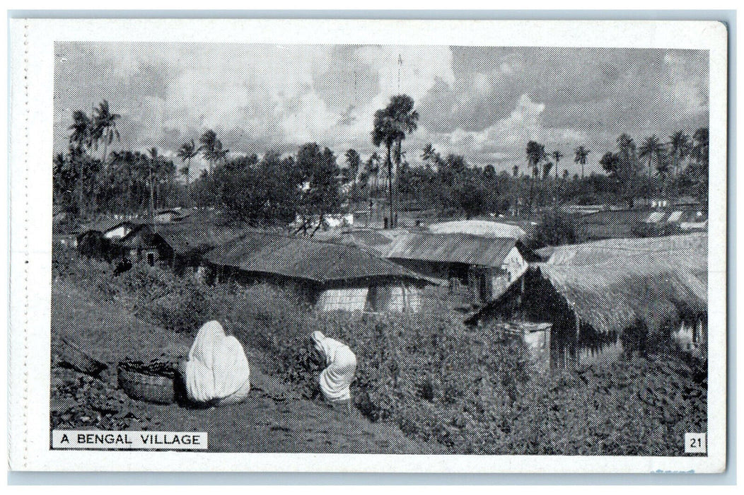 c1950's Scene of Picking in Bengal Village India Unposted Vintage Postcard