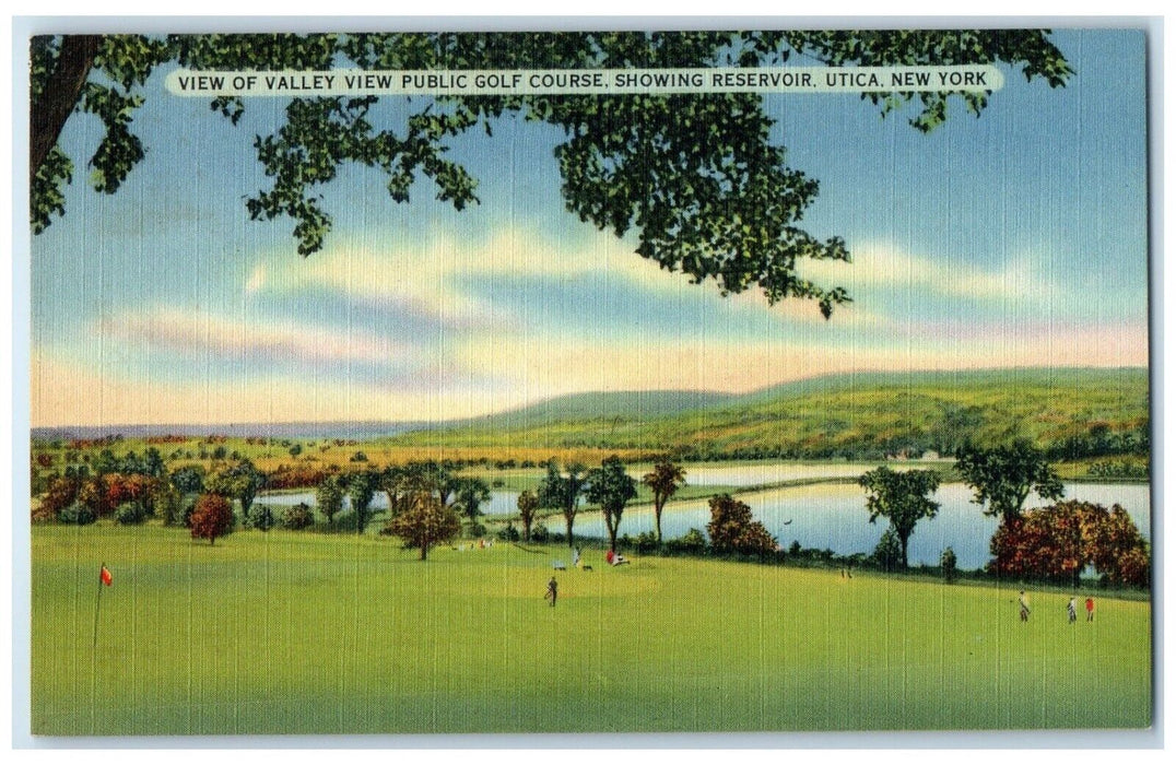 c1940 View Valley View Public Golf Course Reservoir Utica New York NY Postcard