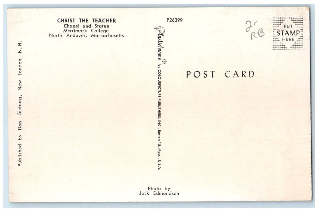 c1960 Christ Teacher Chapel Statue Merrimack College Massachusetts MA Postcard