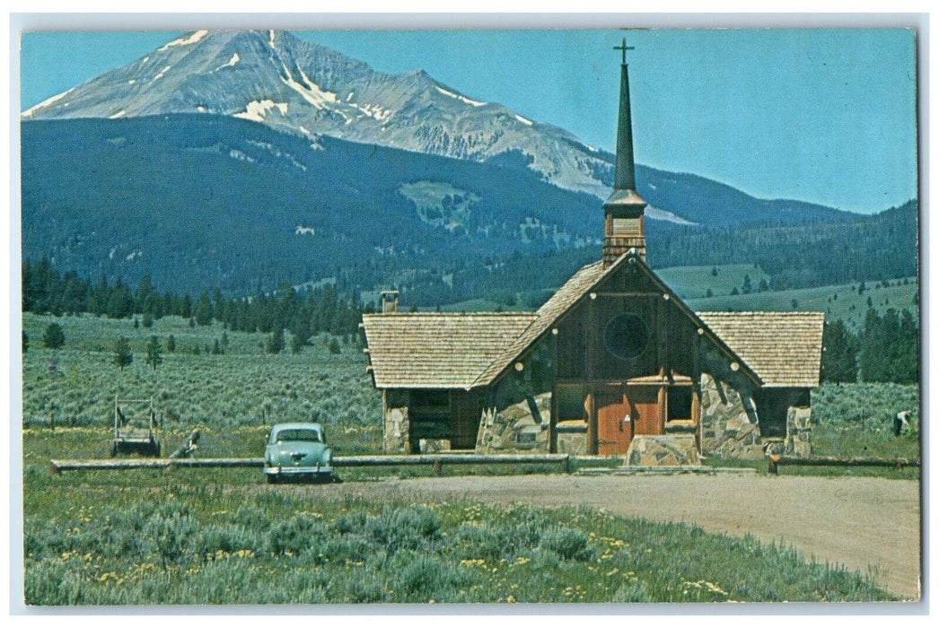 c1960 Panorama Soldiers Memorial Chapel Lone Mountain Galatin Canyon MT Postcard