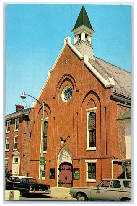 c1960 Front View Classic Cars Wesley Methodist Church Dover Delaware DE Postcard